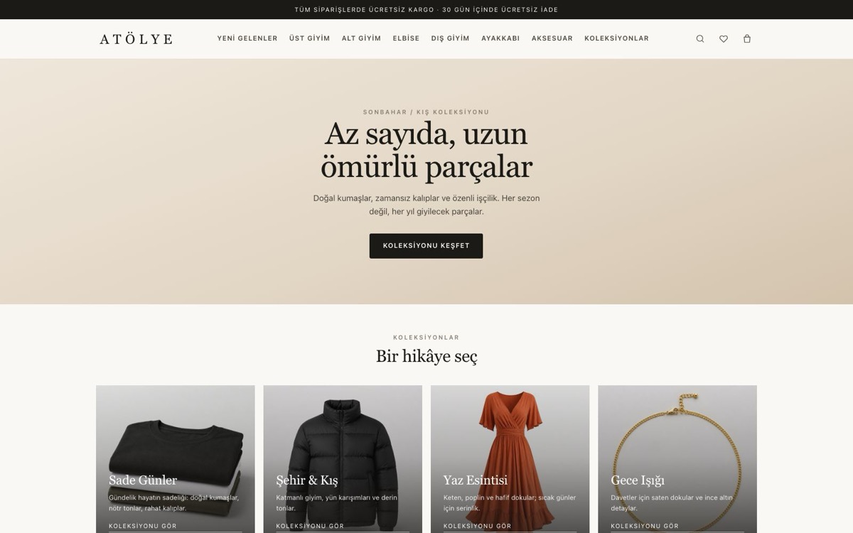 Moda Butik — Editoryal D2C E-Ticaret Teması