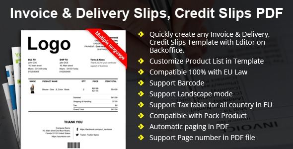 Advance Invoice, Delivery, Credit PDF + Custom Number PrestaShop
