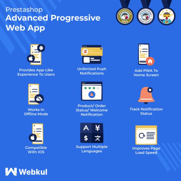 Advance PWA Offline, Push Notification, App, Firebase (PrestaShop)