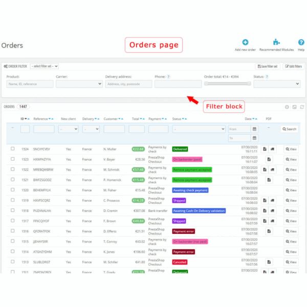 Better Order Filter� PrestaShop