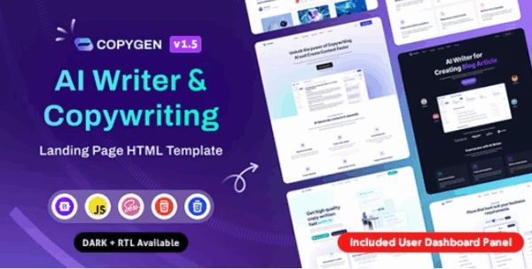 CopyGen AI Writer & Copywriting Landing Page HTML Template