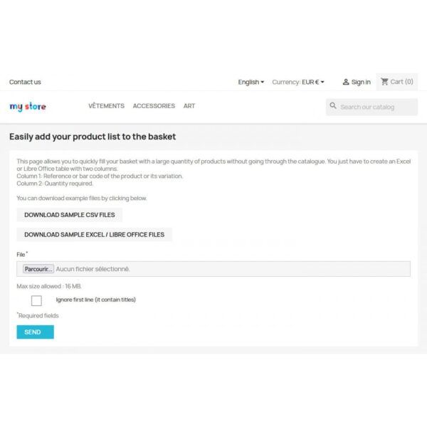 CSVtoCart Module� PrestaShop