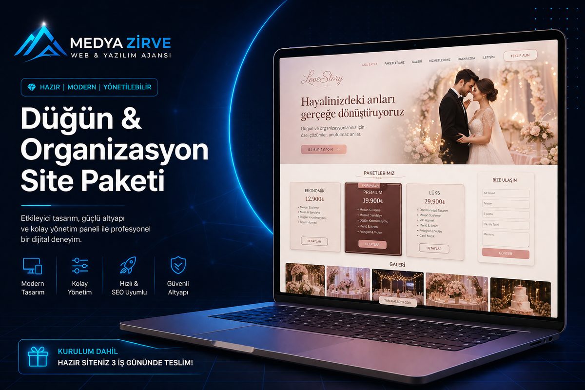 Düğün & Organizasyon Site Paketi