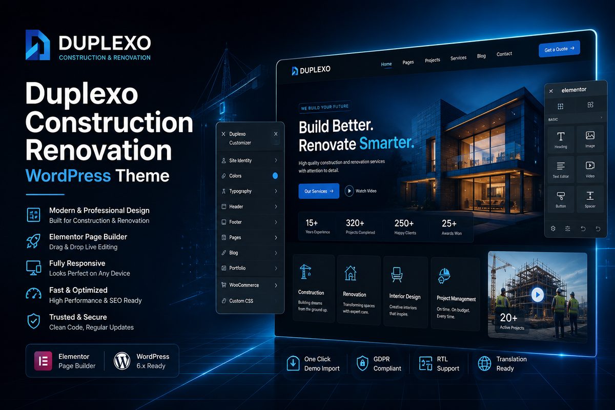Duplexo Construction Renovation WordPress Theme