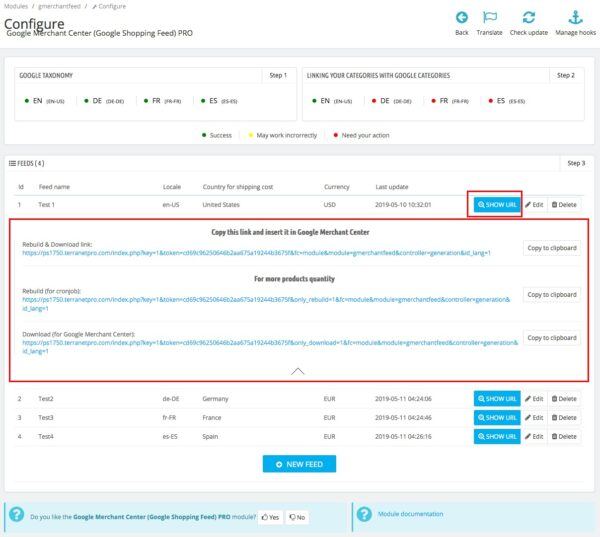 Google Merchant Center (Google Shopping Feed) PRO module