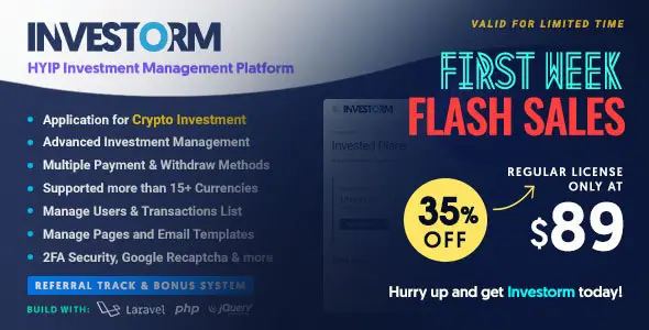 Investorm Advanced HYIP Investment Management Platform
