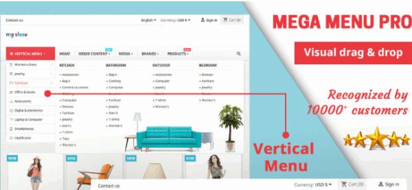 Mega Menu PRO module for (Prestashop by PrestaHero