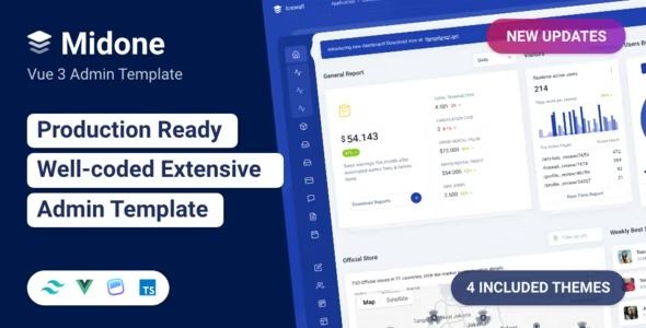 Midone Vuejs 3 Admin Dashboard Template + HTML