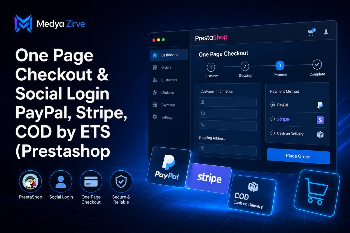 One Page Checkout & Social Login PayPal, Stripe, COD by ETS (Prestashop