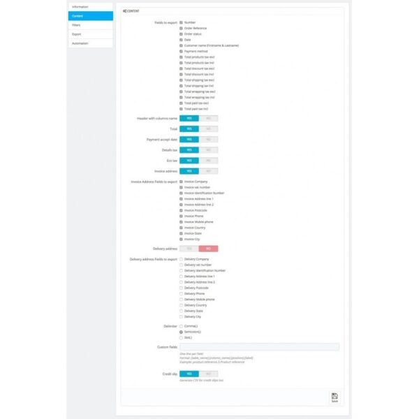 Prestashop Invoice � Credit slip Export (CRON / FTP / EMAIL) Module