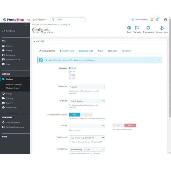 Products Export PRO (Excel, CSV, XML, PDF) PrestaShop�Module
