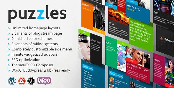 Puzzles WP Magazine / Review with Store WordPress Theme + RTL