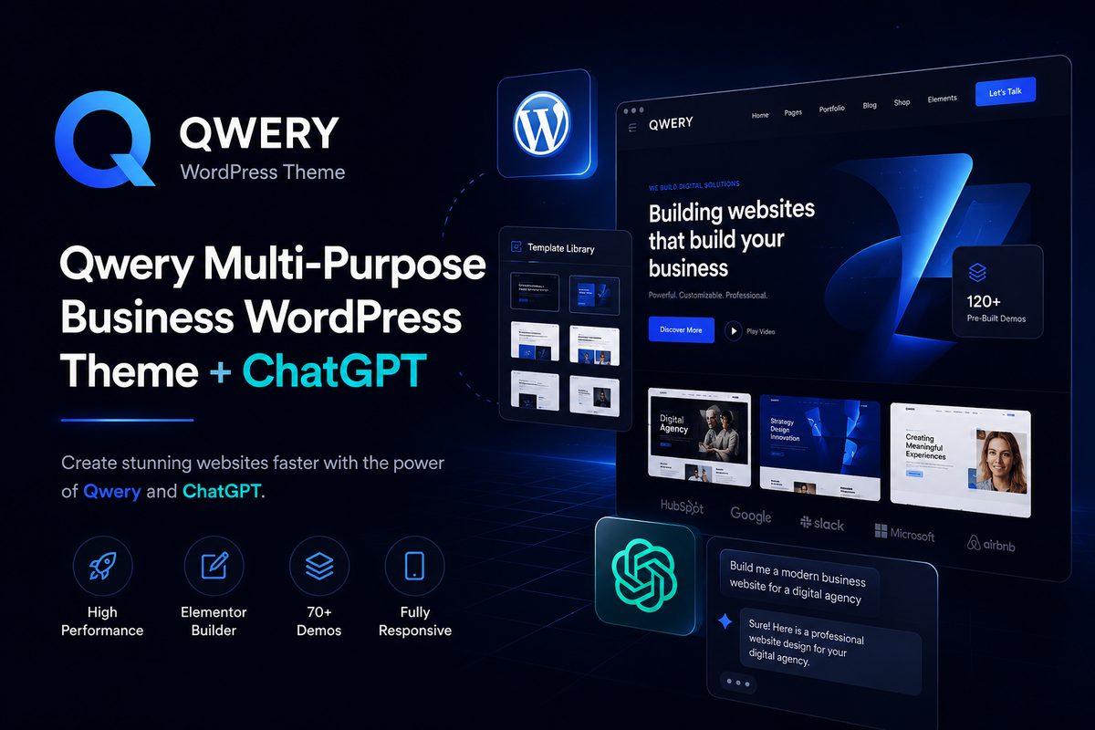 Qwery Multi-Purpose Business WordPress Theme + ChatGPT