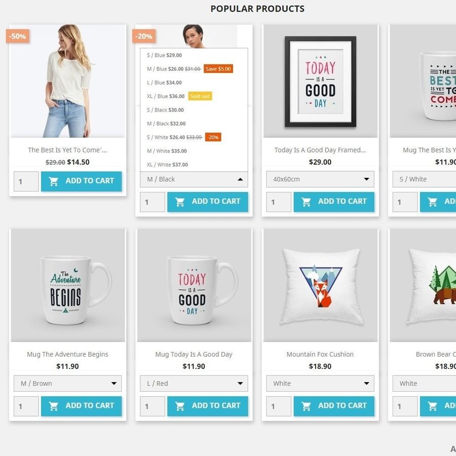 Show Attribute combinations in products list PrestaShop� Module