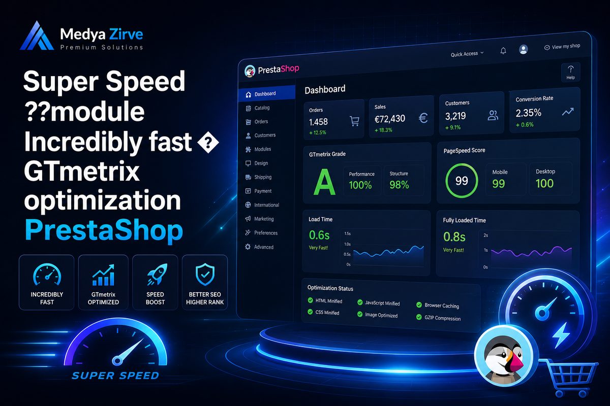 Super Speed ??module Incredibly fast � GTmetrix optimization PrestaShop