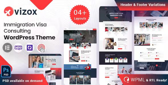 Vizox Immigration Visa Consulting WordPress Theme