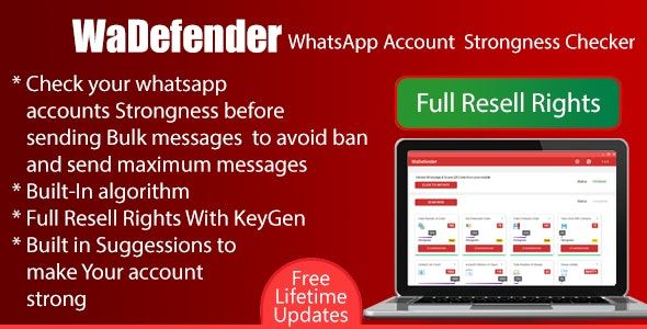 WaDefender WhatsApp Account Strongness Checker for bulk sending � Full Reseller Rights