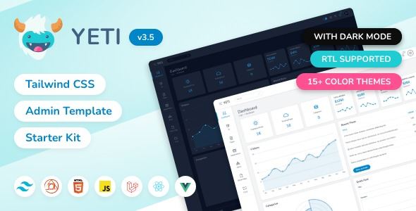 Yeti Tailwind CSS � HTML, Laravel, React & Vue.js Admin Template